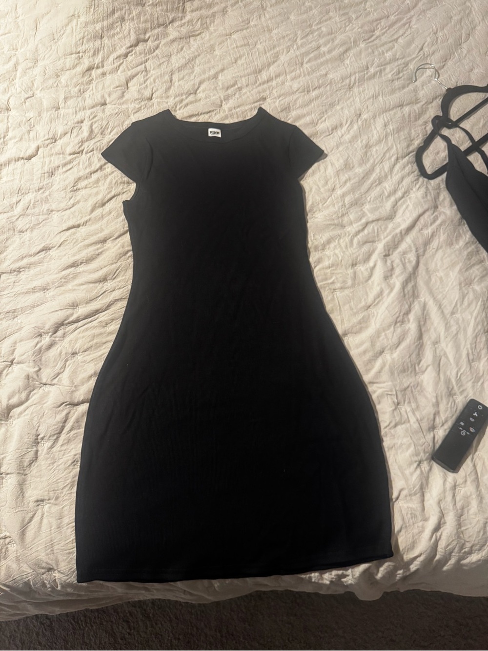PINK Victoria's Secret Black Cap-Sleeve Bodycon Dress